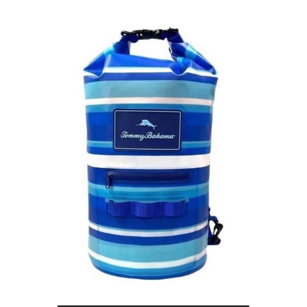 NWT Tommy Bahama 20L Waterproof Dry Bag Blue White Striped TPU Beach Gear